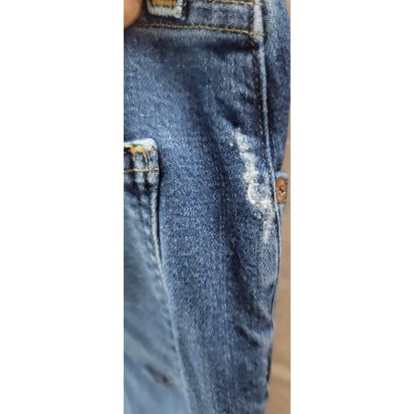 Agolde Kye Mid Rise Straight Crop Jeans Women’s Sz 28 Distressed Hem Blue - Picture 9 of 16